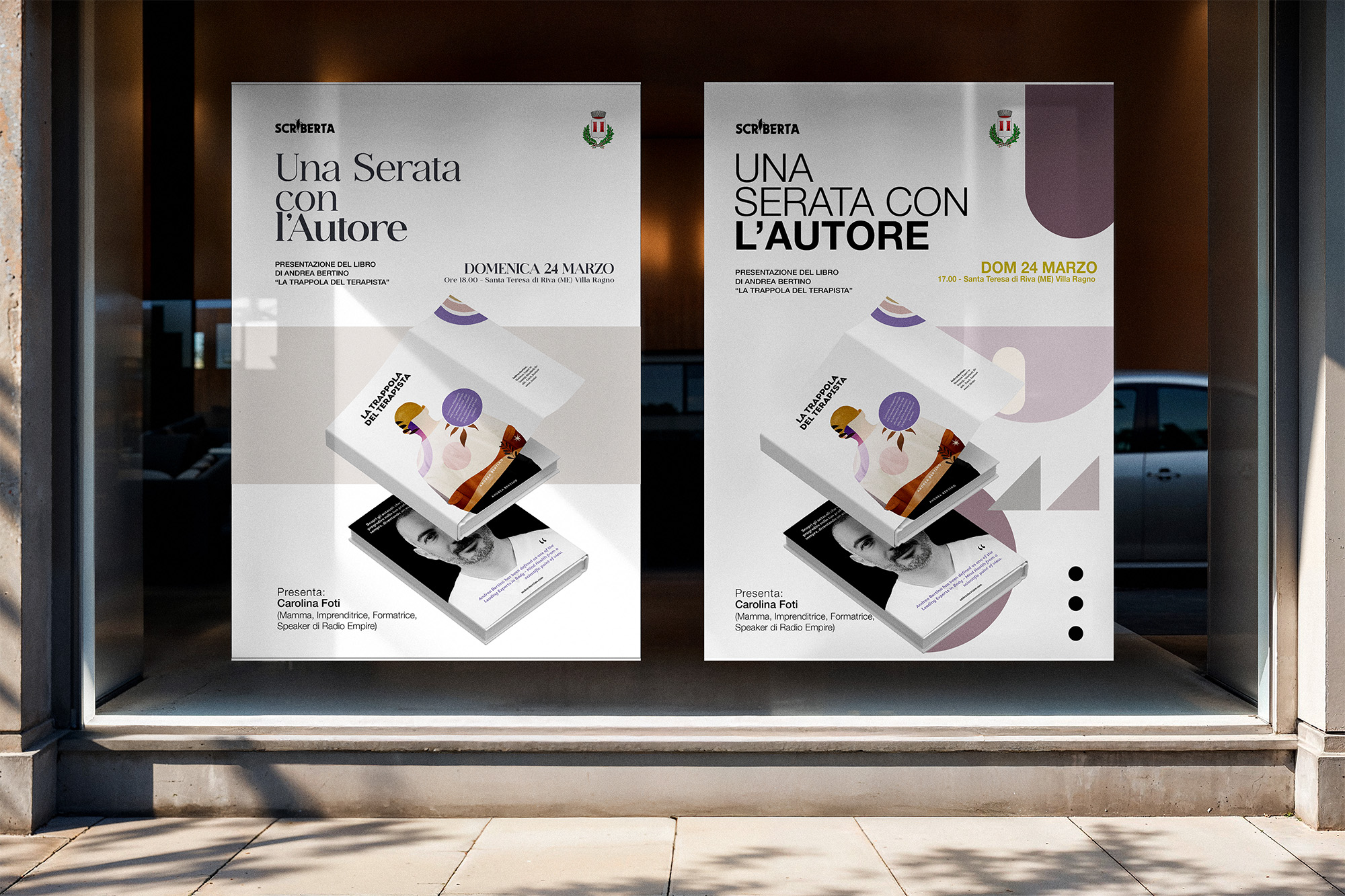 Locandina per la presentazione del libro di Andrea Bertino, edito da Scriberta